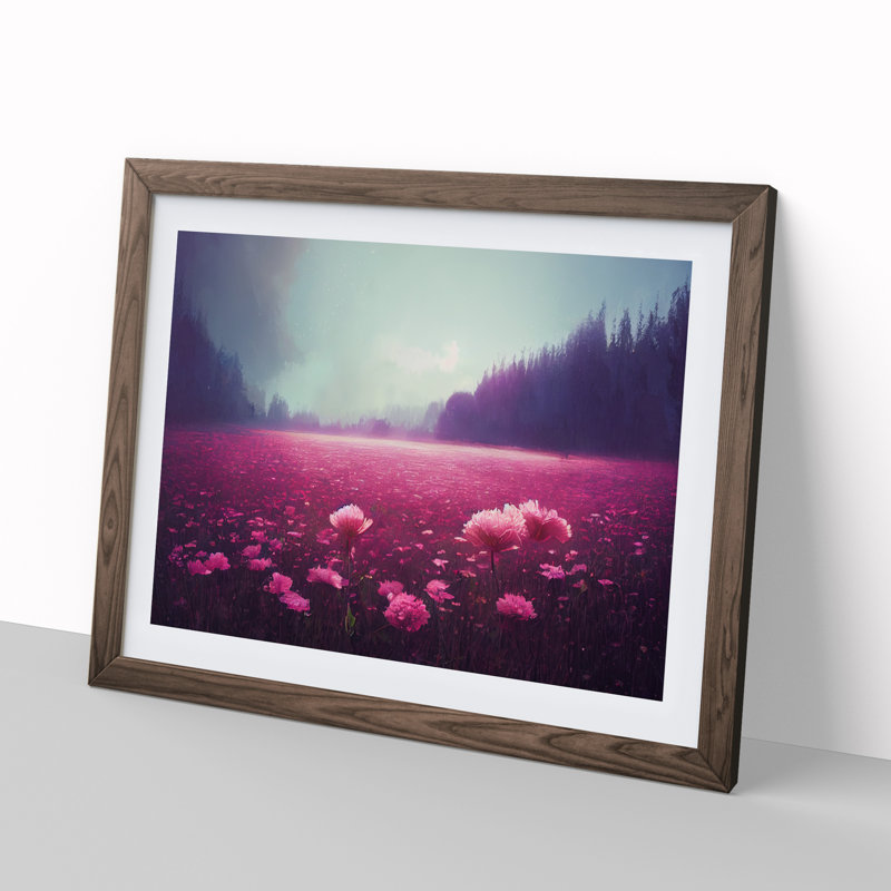 Carnation Flowers - Single Picture Frame Print, 46cm H x 64cm W x 2cm D, Walnut Framed