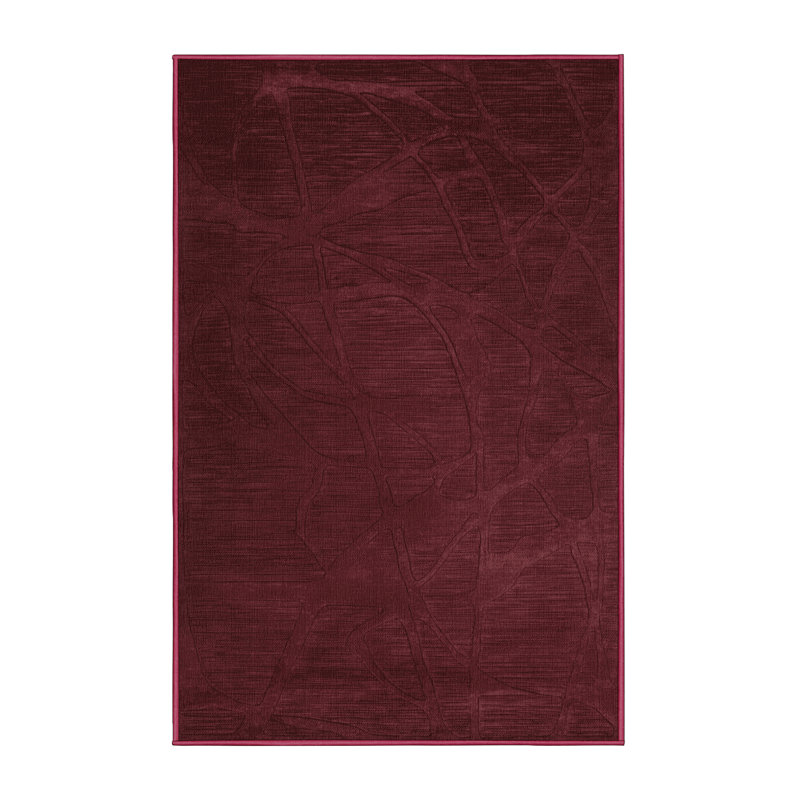 Machine Washable Abstract Red Area Rug, Rectangle 3' x 5'