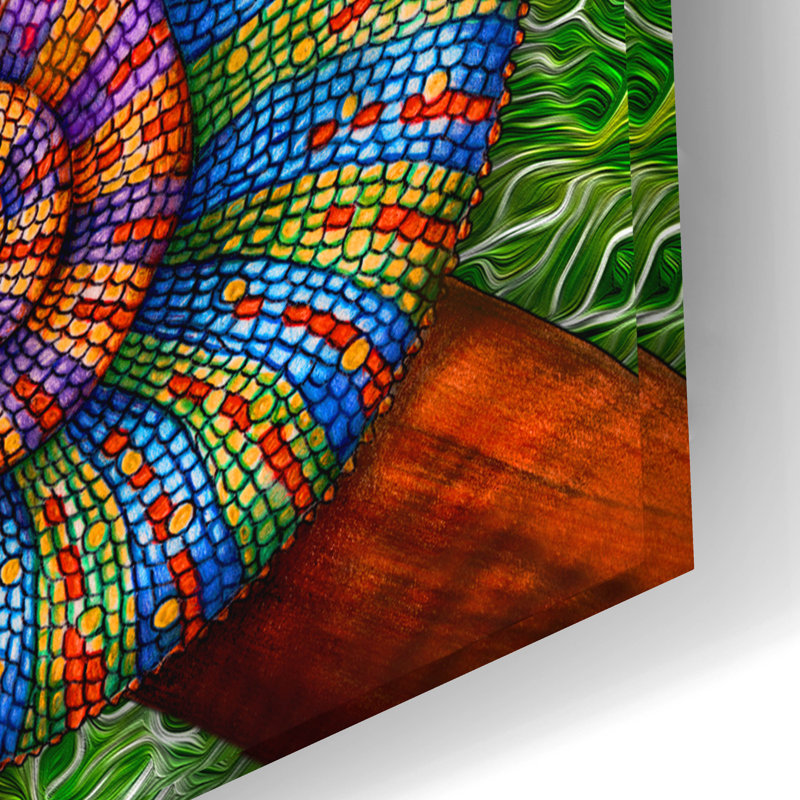  «Caméléon panthère avec fond» par Tim Jeffs, art mural en verre acrylique, 24 po x 16 po, H 16 po x l 24 po