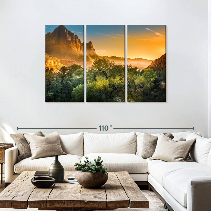 Coucher de soleil sur le parc national Harnek Zion, H 48 po x l 74 po