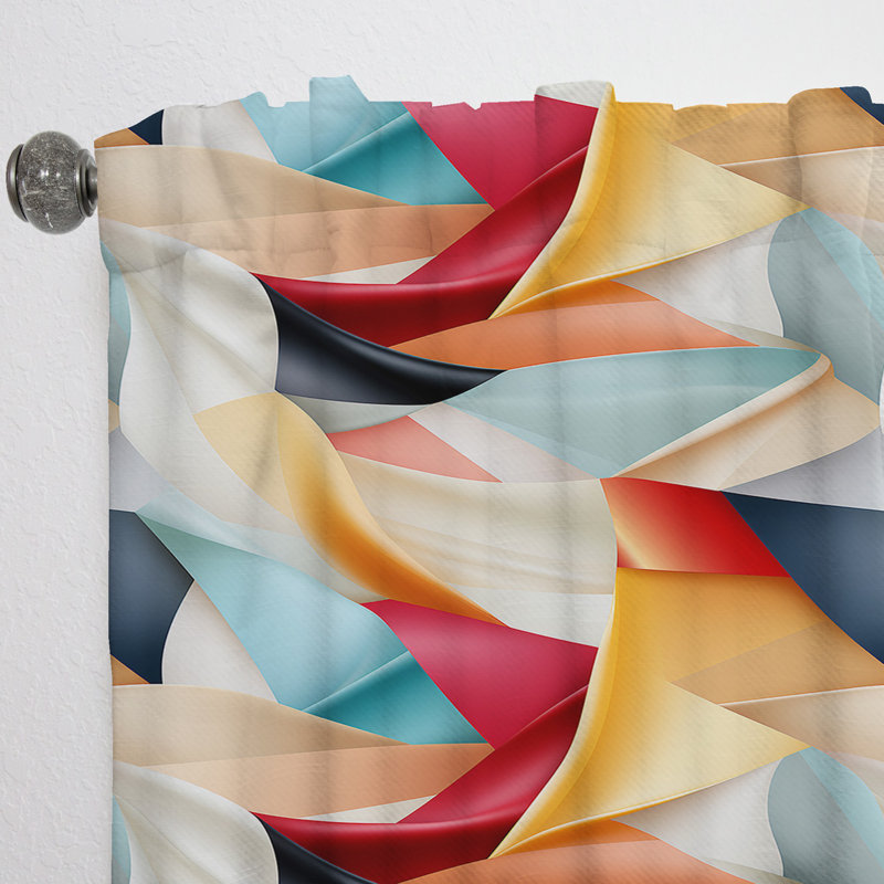 Multicolore géométrique Gridlock II - Rideau moderne - Velours obscurcissant - 1 panneau, L 52 po x L 84 po