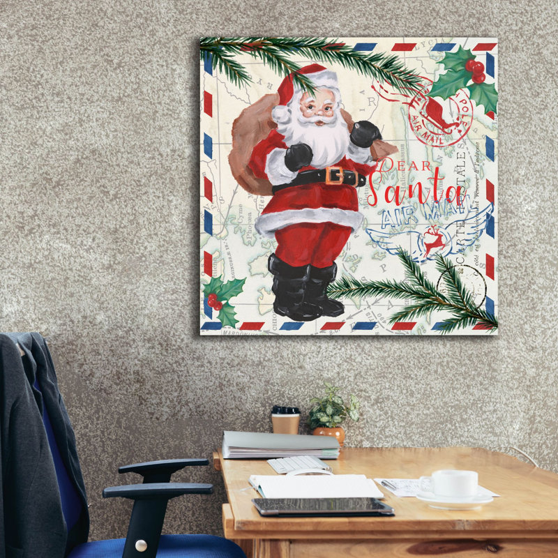 «Christmas Par Avion 1» par Ethan Harper, art mural sur toile, H 37 po x l 37 po x P 1,5 po