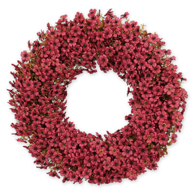 Couronne d'eucalyptus artificiel 24 po avec fleurs violettes et porte d'entrée artificielle