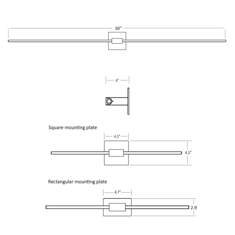 Z-Bar LED Armed Sconce, Gold, 4.5" H x 60" W x 4" D