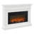 58.5" Modern Solid Wood Electric Fireplace in White