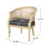 Chaise d'appoint classique classique beige avec sangles de canne et accoudoirs rembourrés avec cadre en bois d'hévéa-652518747