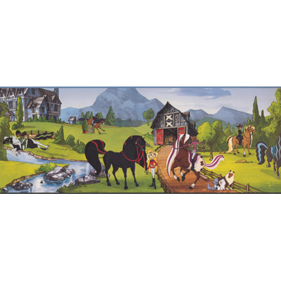 Dessin d'une large bordure murale en forme de cheval