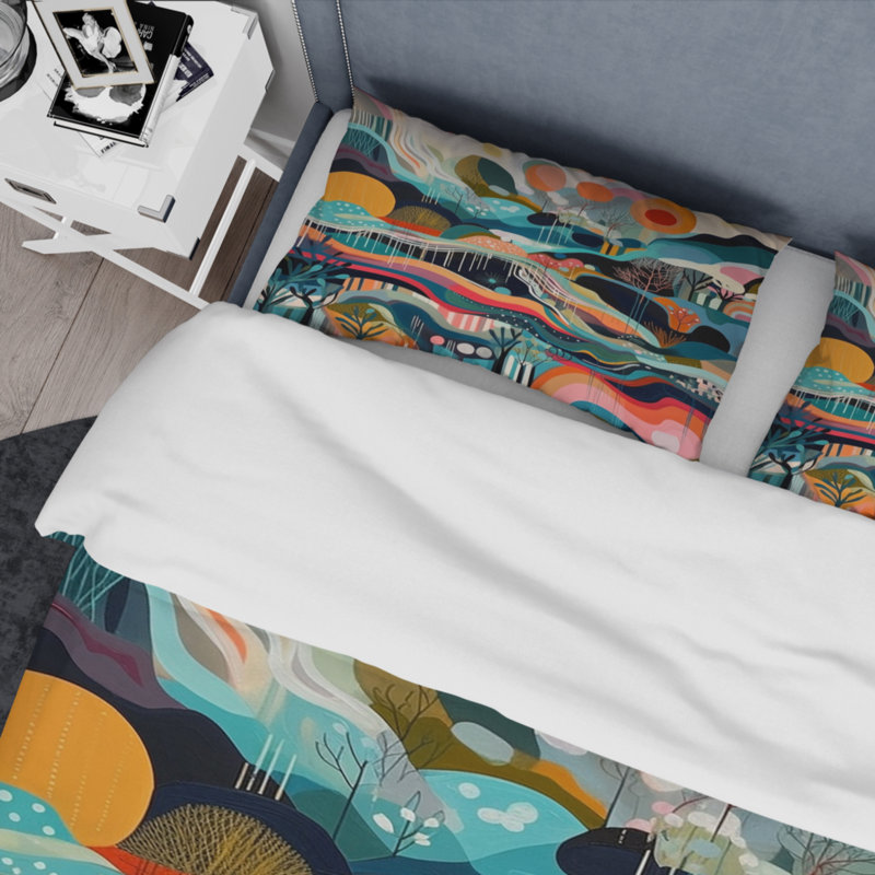 Ensemble de housse de couette en microfibre / polyester bleu vert Minimalims Explosion Bedding