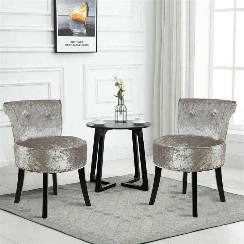 Solid + Manufactured Wood Accent Stool, Silver