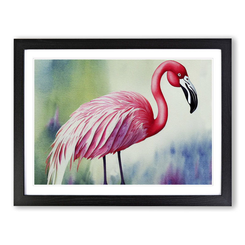 Flamingo Vol.1 - Single Picture Frame Painting, Black, 46cm H x 64cm W x 2cm D