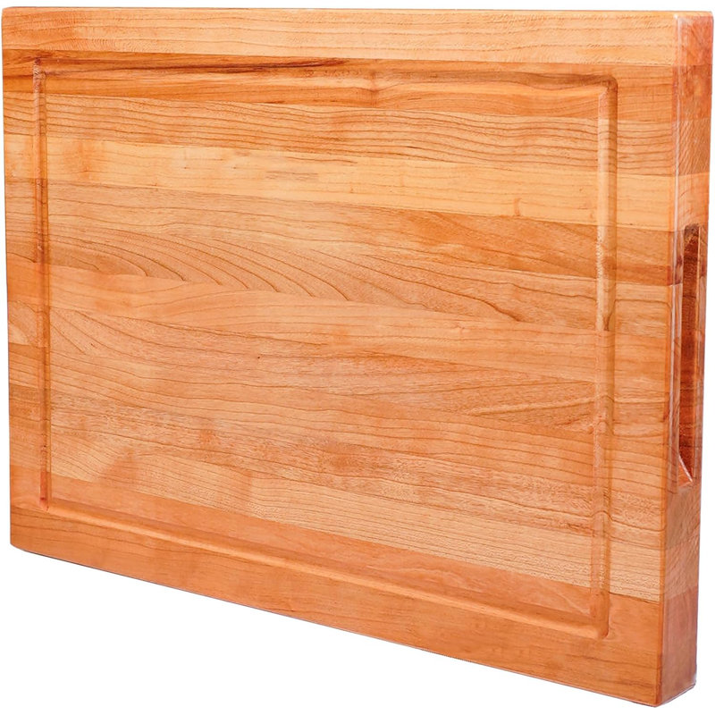 CONSDAN Wood Cutting Board, Solid Cherry, 1” Thick, 20"" x 15""
