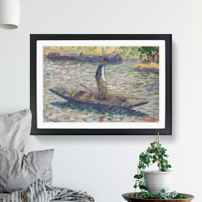 A Fisherman by Georges Seurat - Picture Frame Painting, Black Framed, 48cm H x 65cm W x 2cm D