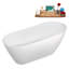 Baignoire autoportante blanche brillante 59 po Streamline B-500-229-CH, plateau, bonde en chrome poli-103682554