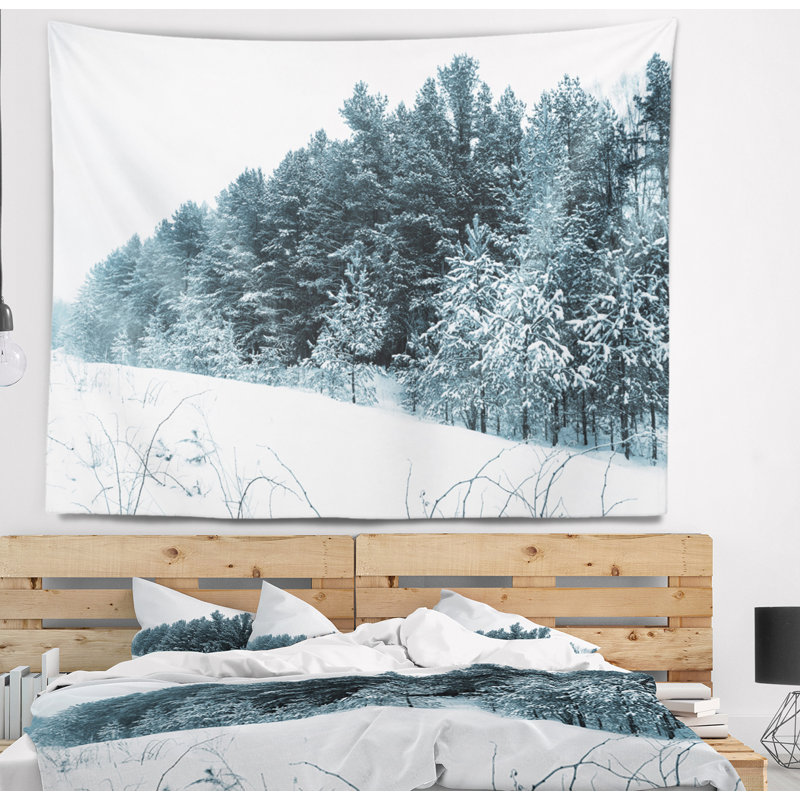 Tapisserie paysage paysage d'hiver foncé, H 32 po x l 39 po