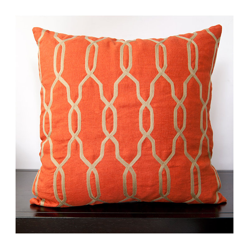 Geometric Throw Pillow, Polyester, Mediterranean Blue/Parchment, 18" H x 18" W x 4" D