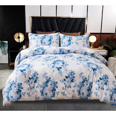 Cotton Blend No Pattern Duvet Cover with Pillowcases