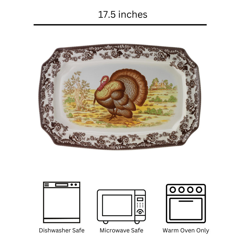 Spode Woodland Turkey Rect Platter 17.5" Turkey