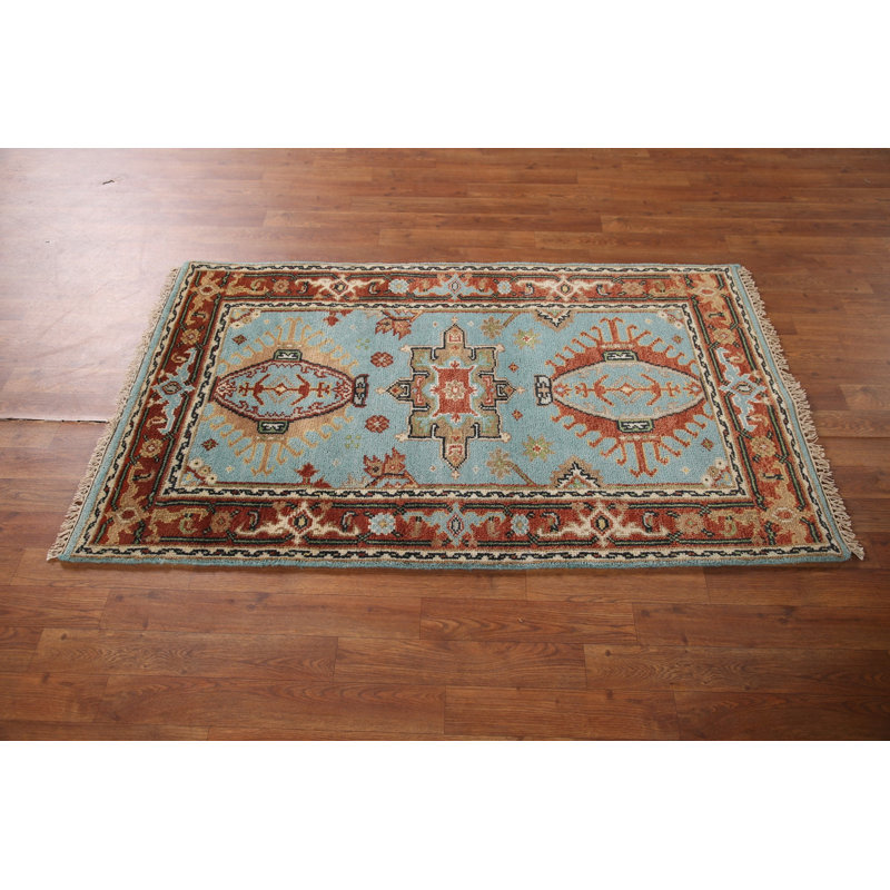 Tapis décoratif oriental bleu clair 3 x 5