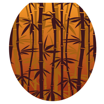 Classic Brown Bamboo Toilet Seat Decal – Toilet Tattoos Zen Static Cling Vinyl Lid Cover Fits Round & Elongated Seats