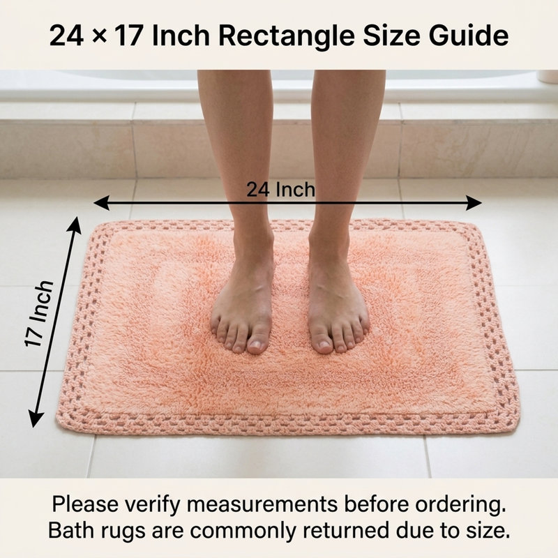 Adiraica 100% Cotton Bath Rug, Peach
