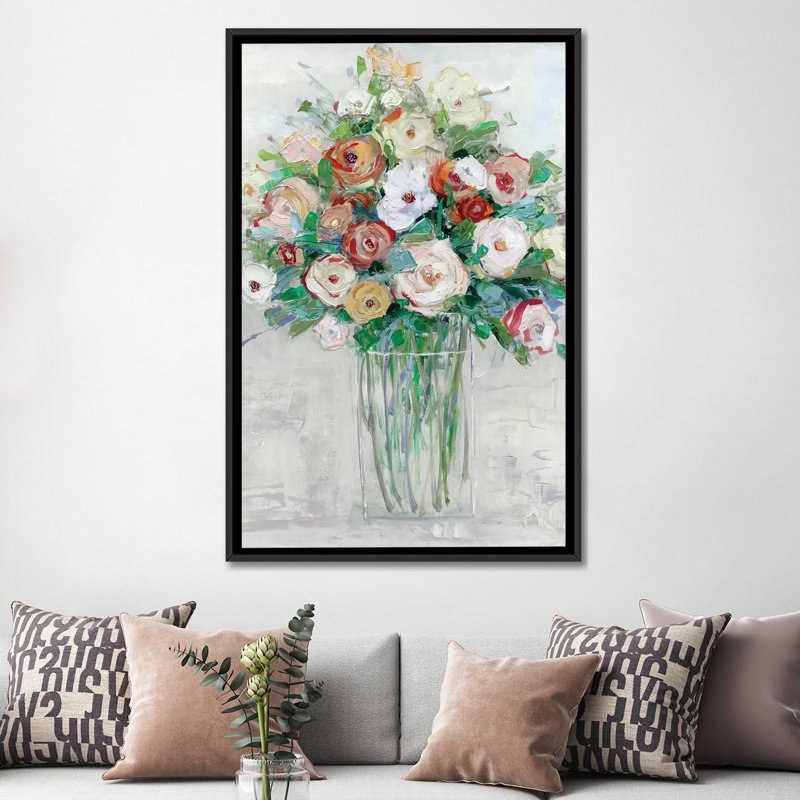 « mid-summer medley », reproduction de peinture à l’huile sur toile tendue, H 26 po x l 18 po x P 1,5 po, Pas de tapis