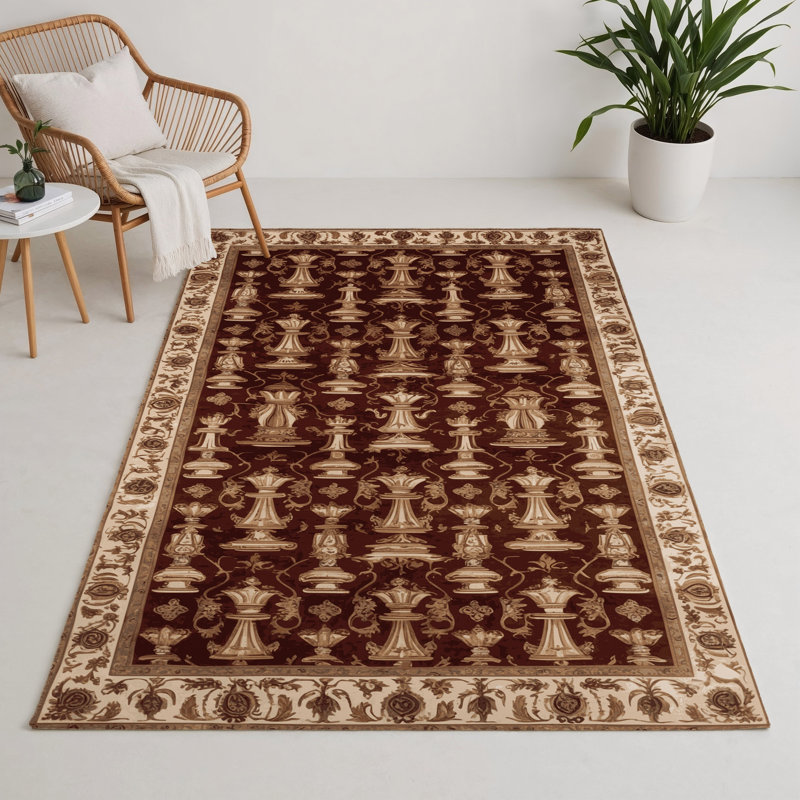 French Brown Indoor and Outdoor Area Rug, Rectangle 3' x 5'