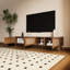 Meuble télé de 78 pouces, console de 70 à 70, chambre à coucher, salon, tablette ouverte, rangement enveloppé, charnières à fermeture en douceur, poignée à tirer, structure en bois massif, abat-jour en noyer