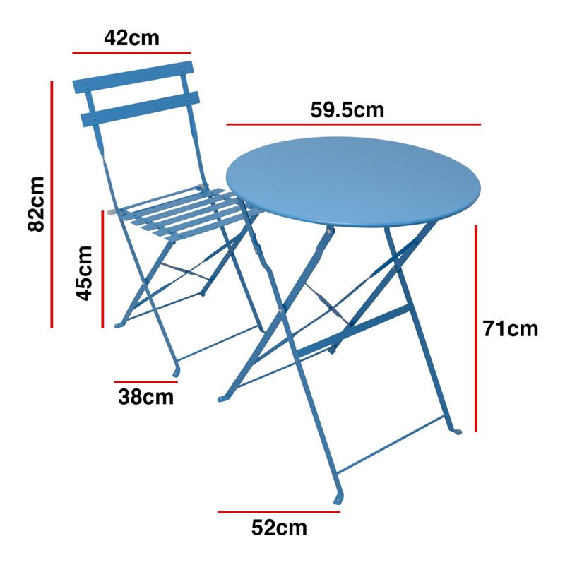 Eztli 2 - Person Patio Dining Set with Round Table , Cushions Included, Blue