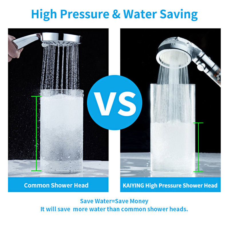 Transparent Filtered Handheld Shower Head With Pause Switch And 5Ft Hose, Chrome/Clear