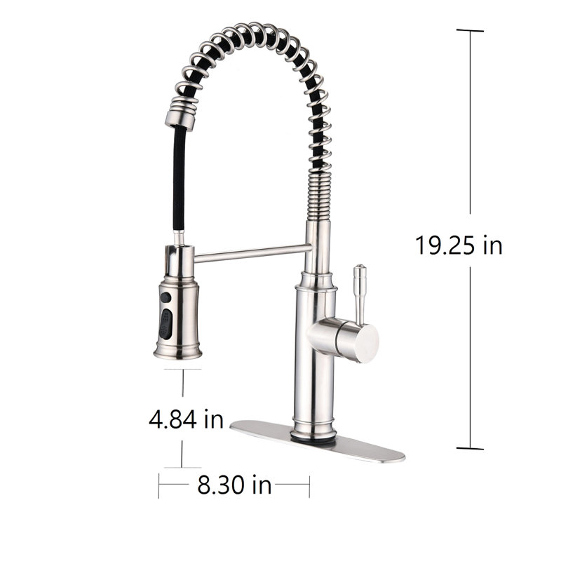 Robinet de cuisine tactile avec tirette - Jet d'évacuation rotatif à 360 degrés, antirouille, antirouille, nickel brossé, acier inoxydable, débit pratique pivotant à 360 degrés, sans rouille, sans effort
