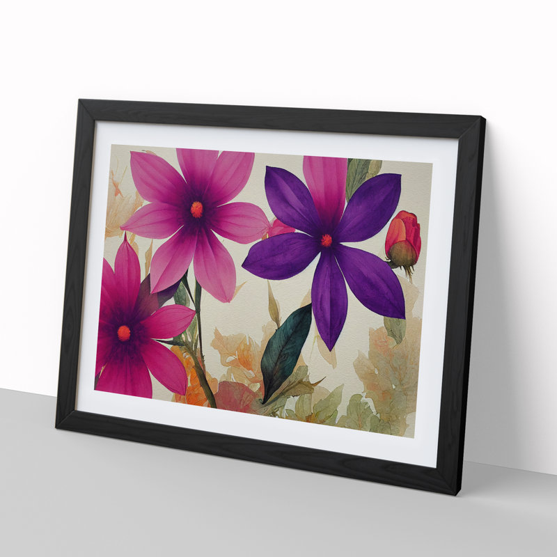 Epic Watercolour Flowers - Framed Print, Black, 25cm H x 34cm W x 2cm D