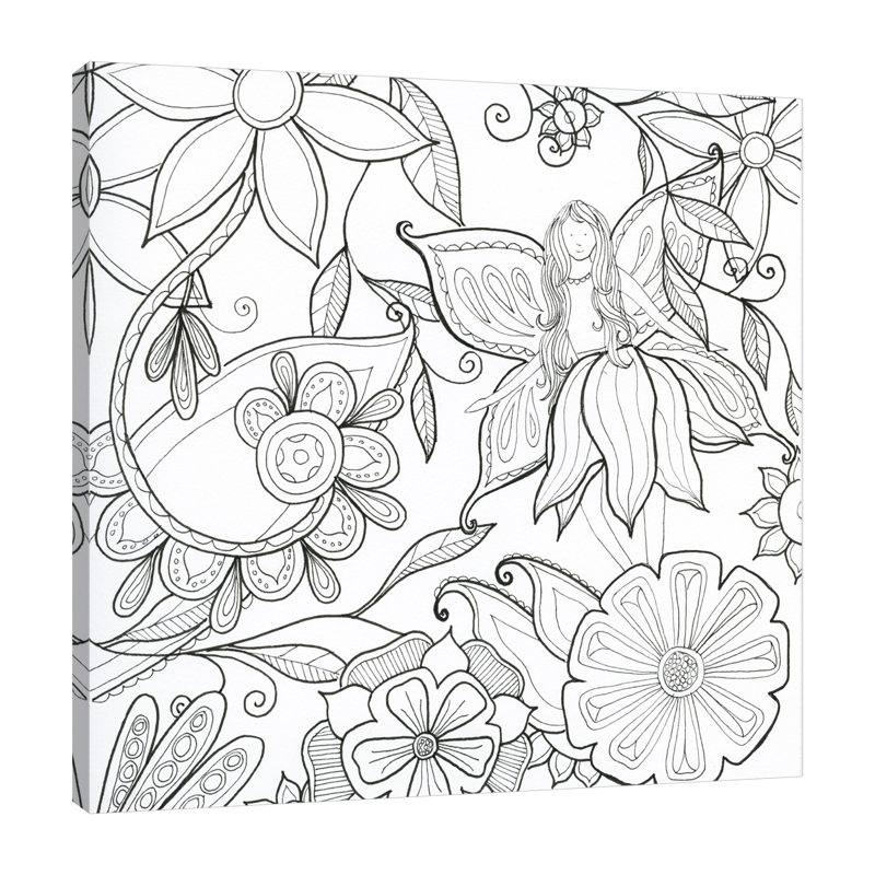"Floral & Fairy" par Pam Varacek - reproduction d'art sur toile tendue, H 12 po x l 12 po x P 1,5 po