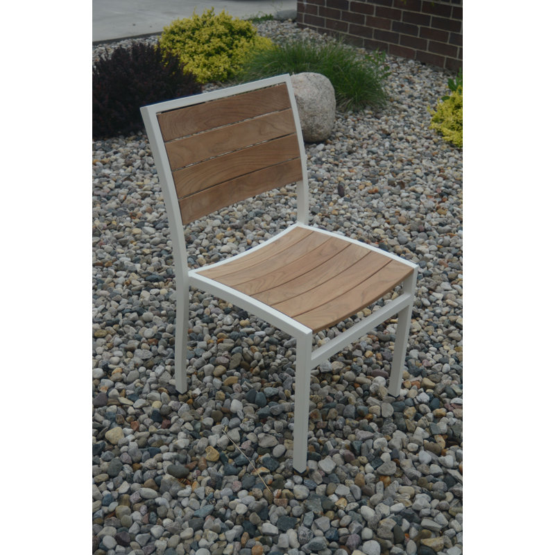 SoHo Teak Aluminum Outdoor Stacking Sidechair, White