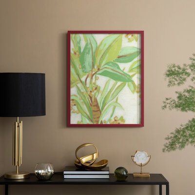 «Island Leaf Fresco I», reproduction encadrée - bois massif