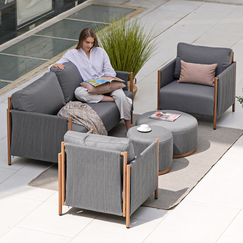 Briles Metal 5 Piece Sofa Seating Group with Olefin Cushions