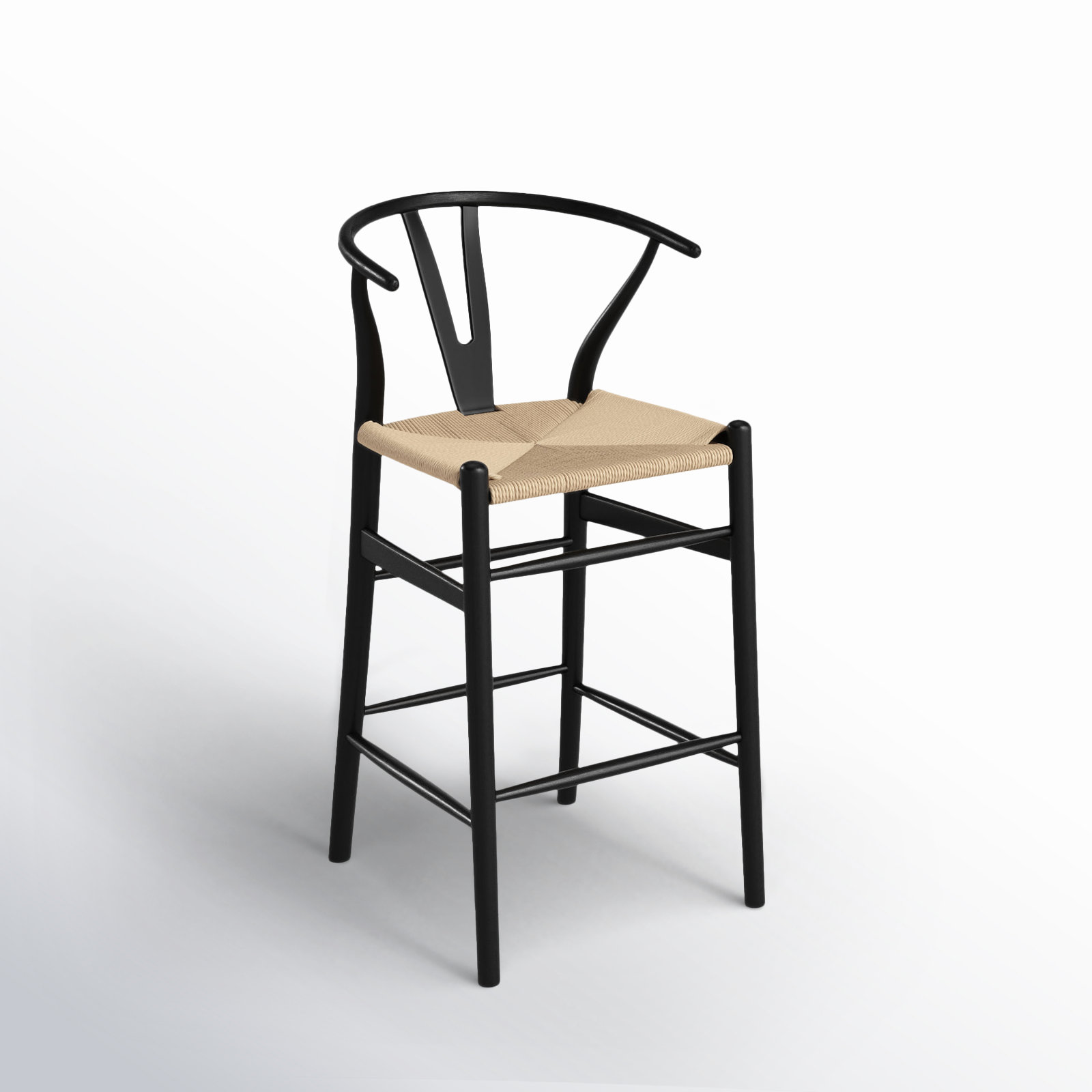 Fairbanks Solid Wood Bar/Counter Stool, Black, Counter Stool (26" Seat Height), Natural