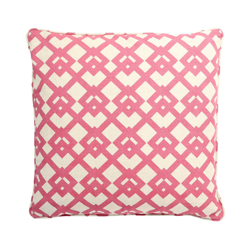 Diamond Patterns And Polyester Insert Pillow, White/Pink