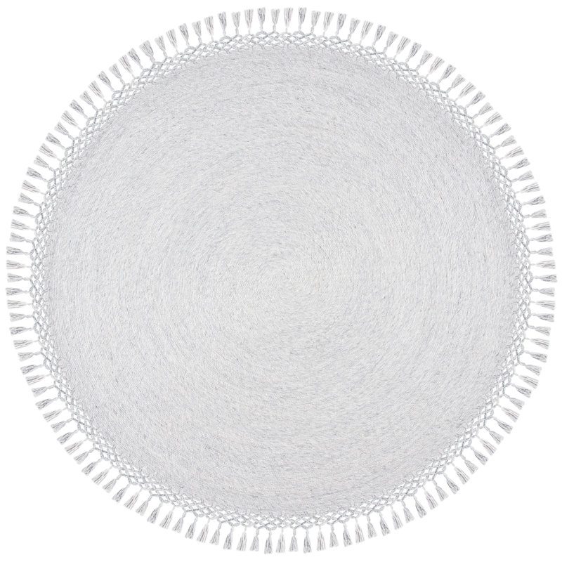 Tapis gris touffeté à la main Cuevas, Rond 6 pi