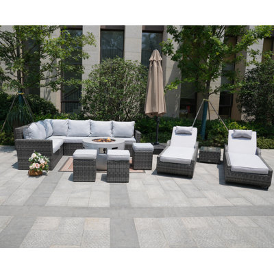 11 - Person Modular Patio Conversation Set with Cushions