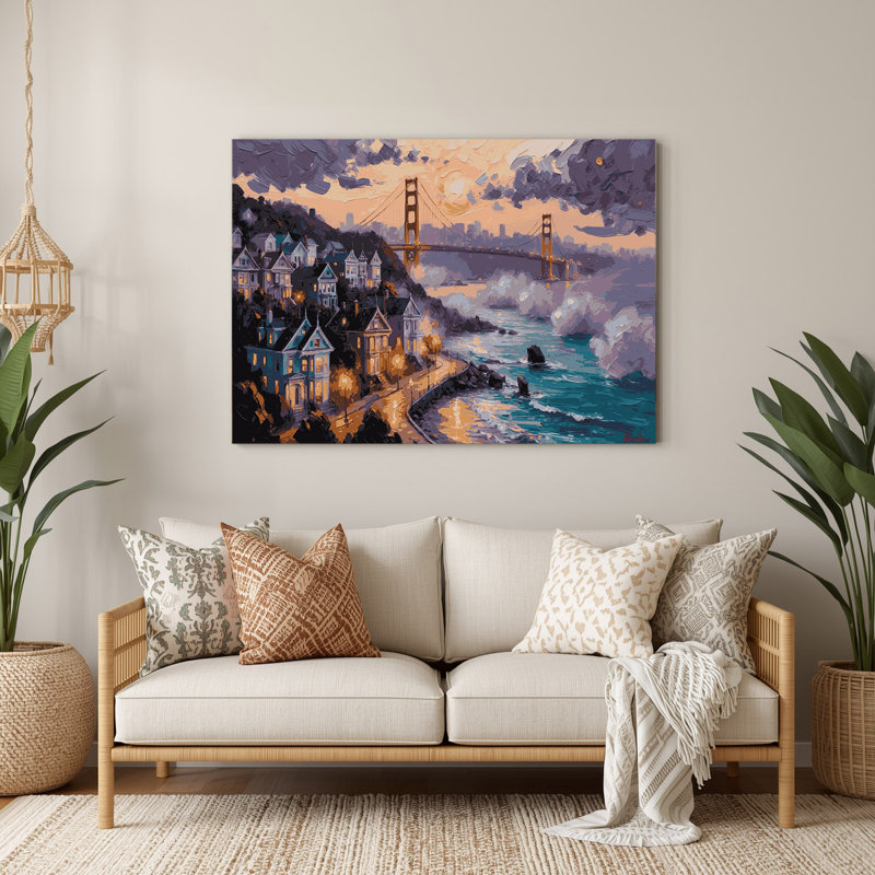 Art mural mauve en villes, San Francisco CA, H 144 po x l 216 po x P 0,05 po
