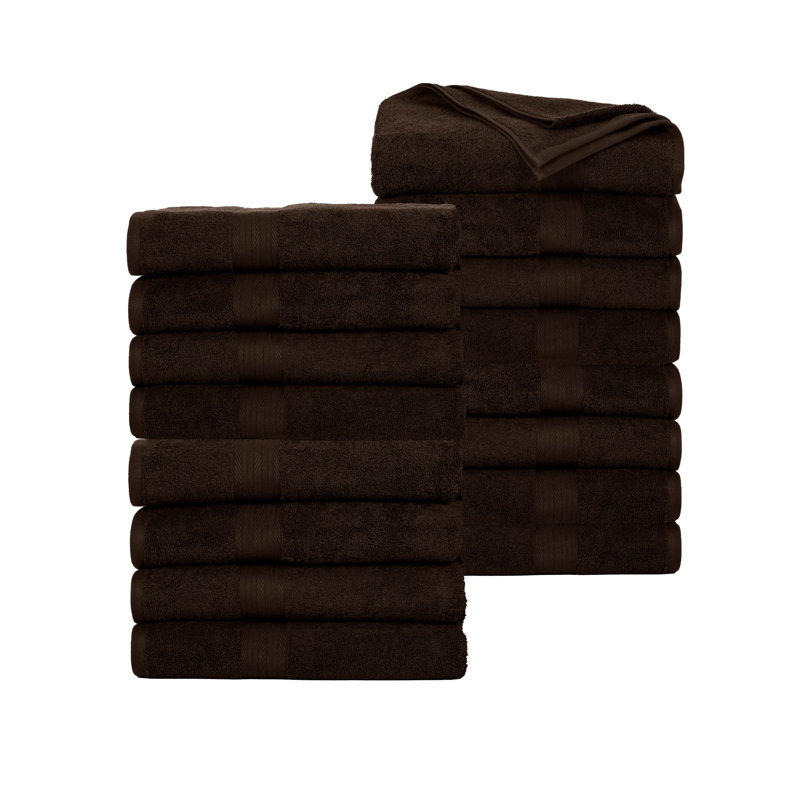 Ensemble de serviettes 100% coton super doux et absorbant Como, Serviettes de bain - paquet de 16, Brun