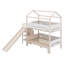 Lit superposé en forme de maison, avec glissade et escalier de rangement, idéal pour les enfants-350339793