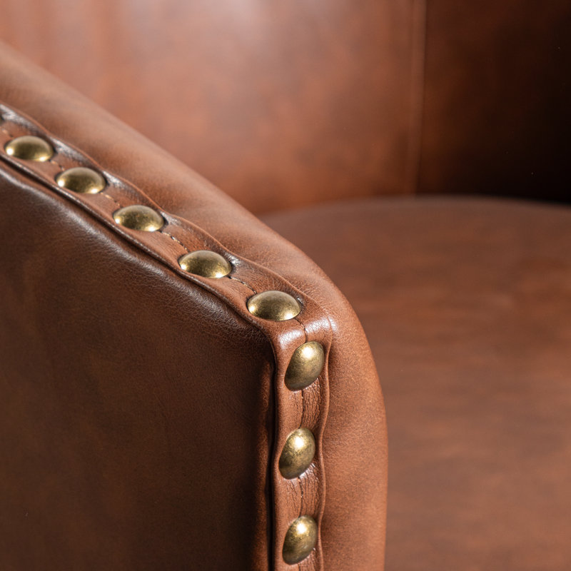 Fauteuil d'appoint pivotant Byran, Similicuir brun