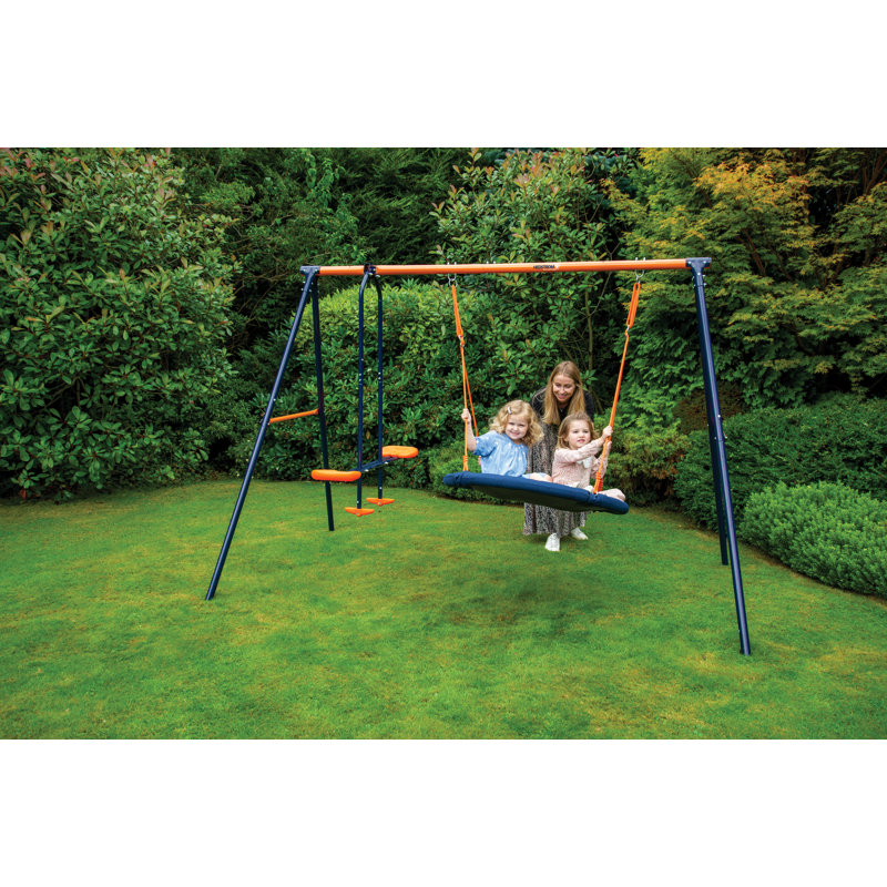 Freeport Park Powder Coated Steel Swing Set with