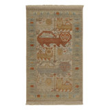 Rug & Kilim’S Tribal Runner In Beige-Brown, Blue And Red Pictorials