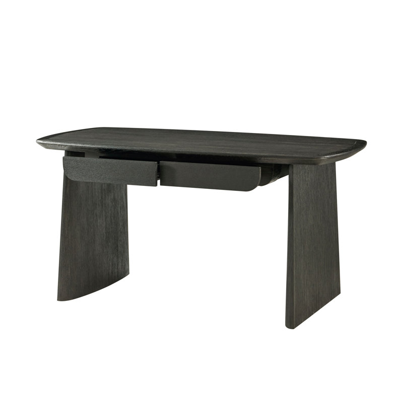 Repose Solid Wood Writing Desk, Charcoal Oak