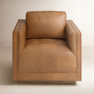 Calabrese Genuine Leather Swivel Armchair