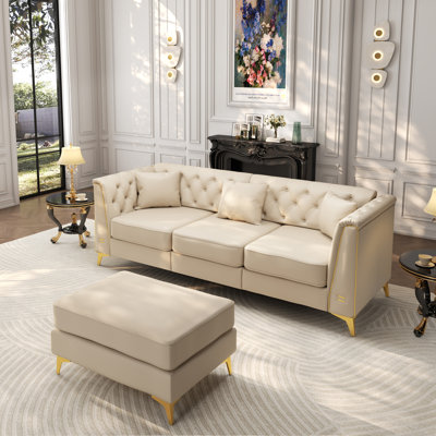 3-Seater Sofa with 1 Ottoman and 3 Pillows