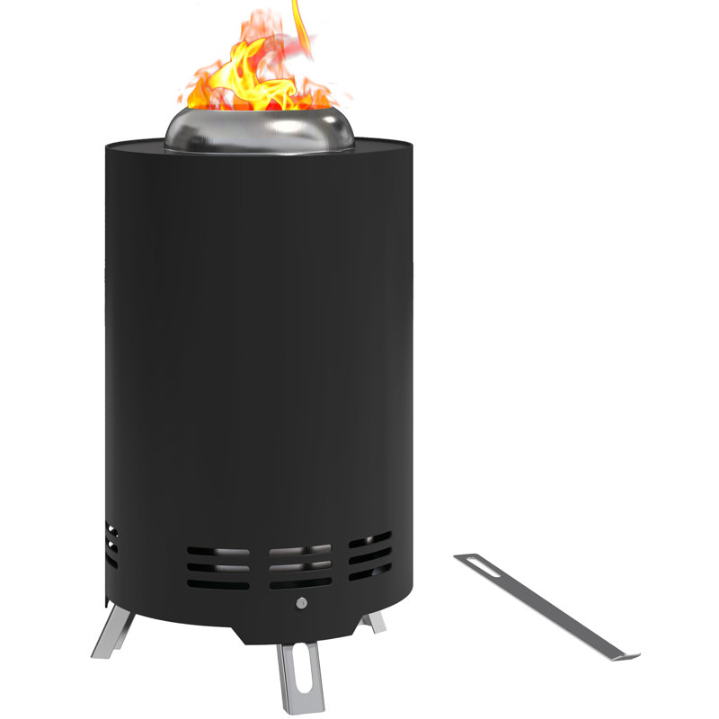 Cylinder Charcoal Smokeless Fire Pit, Black