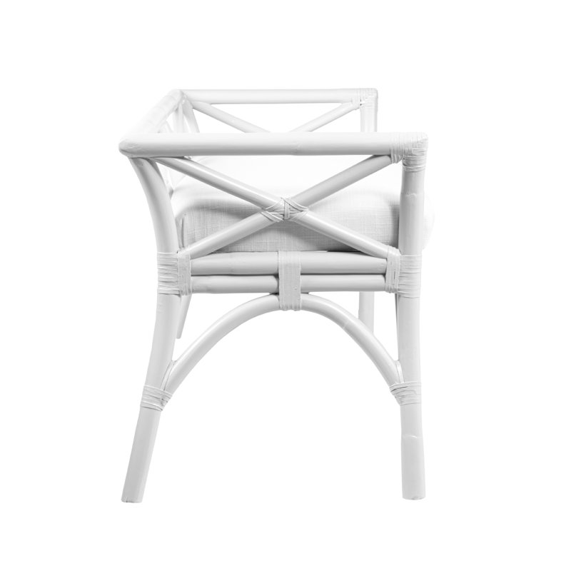 Wicker Bench, White